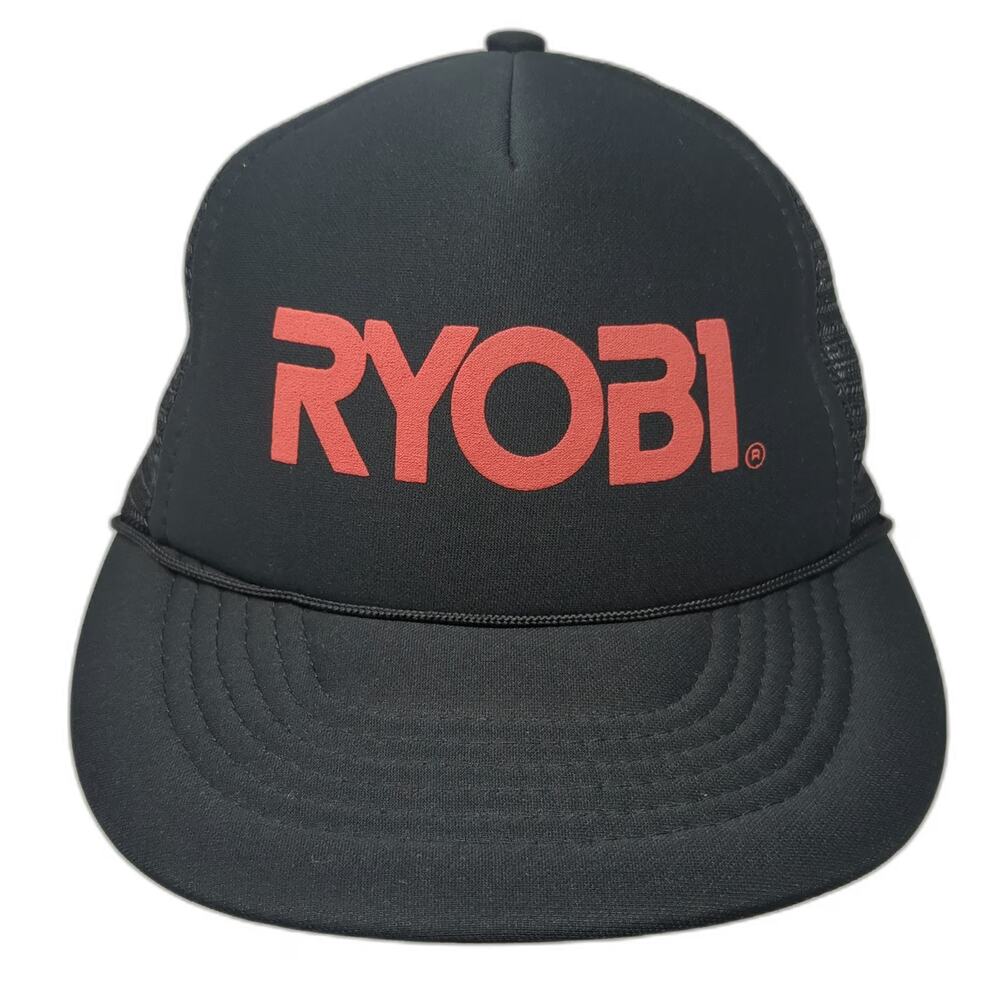 Nasco Ryobi Black One Size Trucker Hat Snapback Mesh Foam Front Rope Detail
